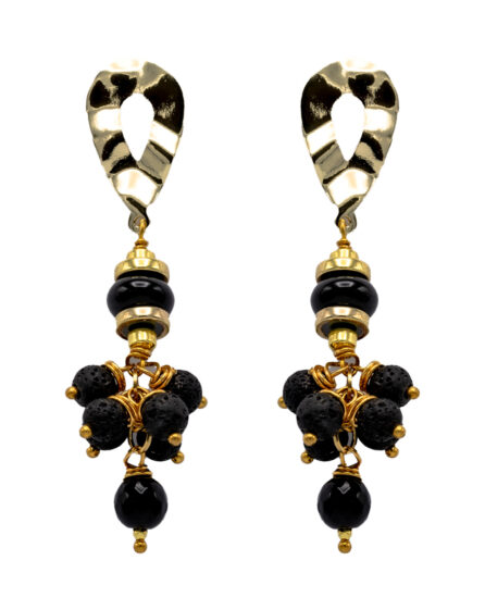 Handcrafted black jade earrings