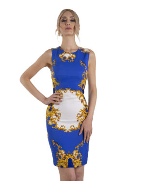 Midas damask sheath dress round neckline