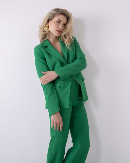 Green viscose crepe blazer