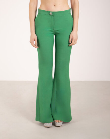 Green viscose crepe pants