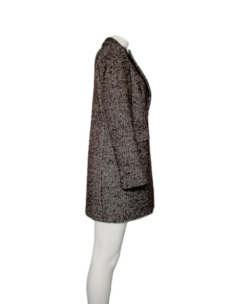 Cappotto Giacca Marrone-Bianco Bottoni Tessuto - immagine 2