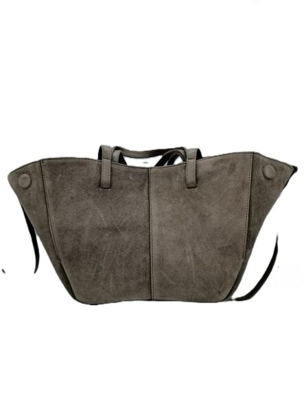 Borsa a Spalla e a Mano Tortora in Camoscio e Pelle con Pochette in Pelle - immagine 3